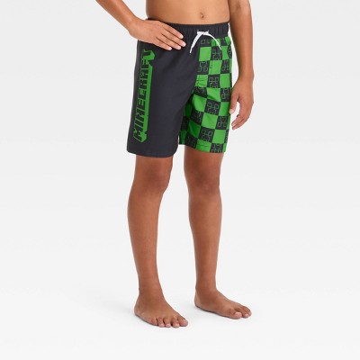Boys' Minecraft Swim Shorts - Green XS