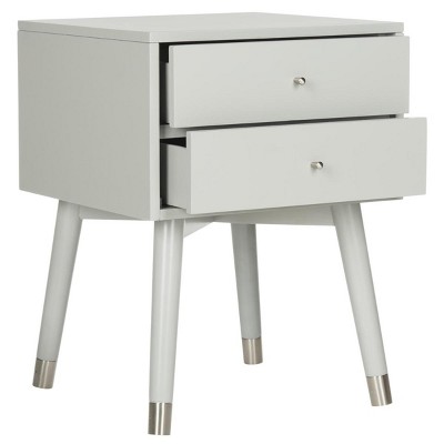 Lyla Grey and Silver 2-Drawer Retro Nightstand