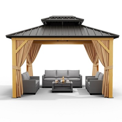 10 x 12 Feet Outdoor Metal Double Roof Canopy Hard Top Gazebo