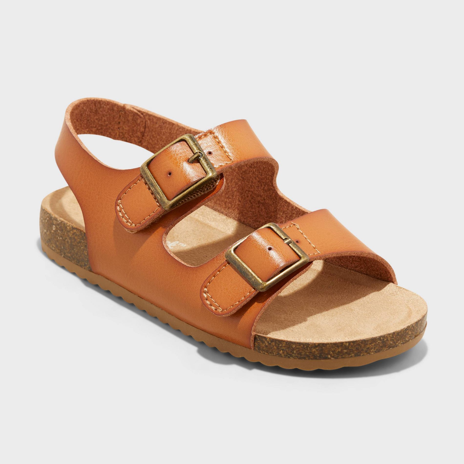 Toddler Reagan Footbed Sandals - Cat & Jack™ Cognac 10T: Hook and Loop, Contoured Footbed, Open Toe