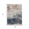Linen And Navy Blue Geometric Washable Indoor Outdoor Area Rug - 3 of 4