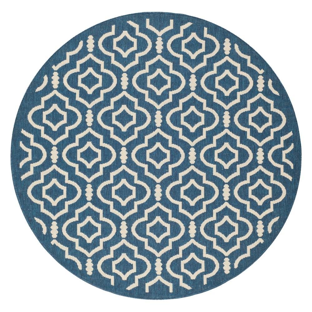 6'7in Round Davos Patio Rug Navy/Beige - Safavieh