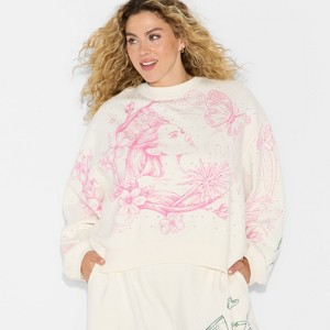 Wicked x Katie Kime Women's Good/Bad Graphic Pullover Sweatshirt - Cream - 1 of 3