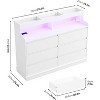 Dresser for Bedroom with 6 Drawers, Modern Chest Featuring LED Lights and Charging Station - 2 of 4