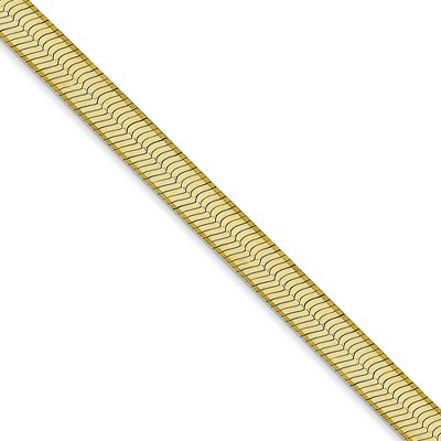Black Bow Jewelry 5mm 10k Yellow Gold Solid Herringbone Chain Necklace