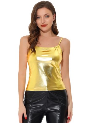 INSPIRE CHIC Women's Metallic Sleeveless Regular Fit Party Holographic Camisoles
