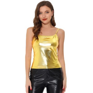 INSPIRE CHIC Women's Metallic Sleeveless Regular Fit Party Holographic Camisoles - 1 of 4