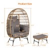 Patio Oversized Wicker Egg Chair,Outdoor Rattan Egg Chair With Ottoman And Cushions,PE Rattan Eoven For Backyard Balcony-Coolbibila - 4 of 4