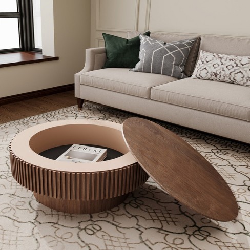 31.5 Round Coffee Table With Storage Center Table For Living Room drum Coffee Table And Tables cuddlewood Target