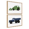 Kate and Laurel Sylvie Vintage Toy Tractor Green and Vintage Toy Dump Truck Blue Framed Canvas Art Set by Saint and Sailor Studios - 2 of 4
