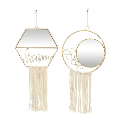 Set of 2 Metal Contemporary Decorative Wall Mirrors Gold - Olivia & May