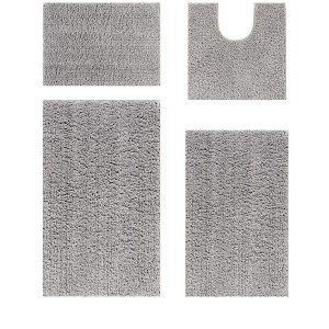 Micro Plush Collection 100% Polyester Solid Tufted 5 Piece Bathroom Rug Set with Gel Form Backing, Machine Washable - 1 of 4