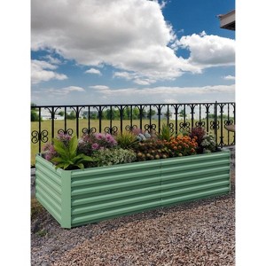 2PCS Outdoor Metal Raised Garden Bed, 2FT Deep Planter Box for Vegetables, Flowers, 350 Gal Capacity,8 x 4 x 2 ft,Green - 1 of 4