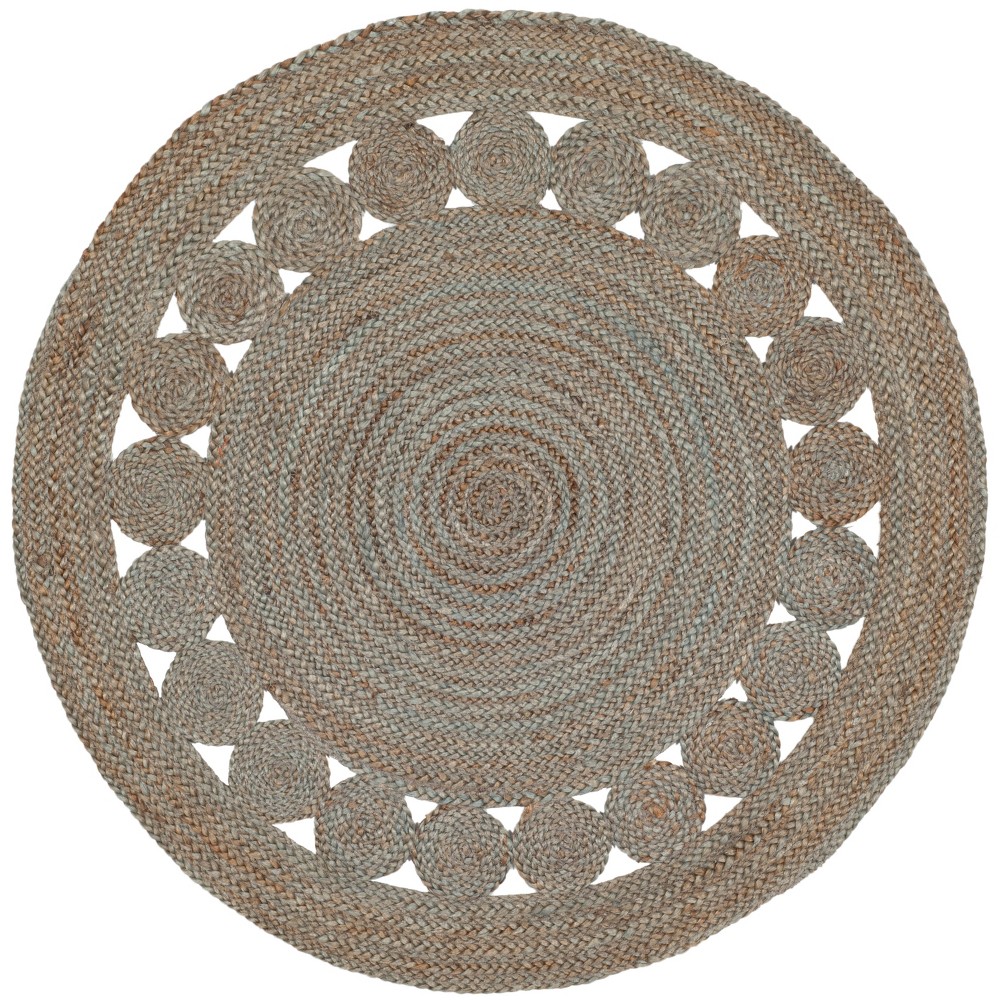  Round Solid Woven Accent Rug Gray