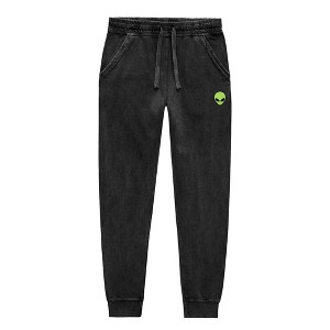 Dalix Alien Embroidered Washed Jogger Pant Soft Fleece Relaxed Fit Lounge Mens - 1 of 4