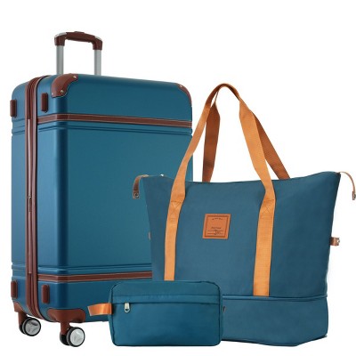3-Piece Hardshell Luggage Sets With Bags And Single Vintage Luggage 24In,Lightweight Expandable Suitcase With Tsa Lock-Cuddlewood