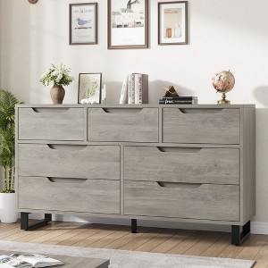 Garvee 7 Dresser for Bedroom, 55" Wide Dresser, Freestanding Horizontal Drawer with Storage, Wooden Closet Chest Storage for Bedroom - 1 of 4