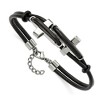 Black Bow Jewelry Men's Black Leather and Stainless Steel Cross 8.25 Inch Bracelet - image 3 of 4