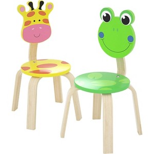 iPlay, iLearn 2 PCS Wooden Kids Chair Sets, Natural Hardwood Giraffe - 1 of 3