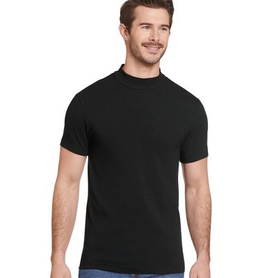 Jockey Men's Cotton Stretch Mock Neck Tee L Black