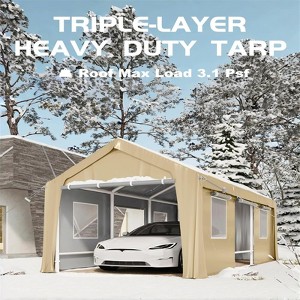 Carport Replacement Canopy Cover – Heavy-Duty Waterproof, UV & Wind-Resistant PE Fabric - 1 of 4
