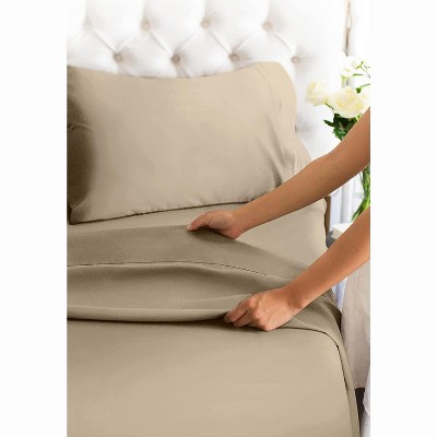 Cream Full 1000 Thread Count Organic Cotton 4-Piece Sheet Set