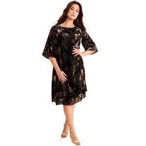 Roaman's Velvet Burnout Swing Dress - 1 of 4