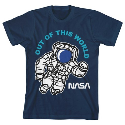 Nasa Out Of This World Astronaut Youth Boys Navy Blue Graphic T-shirt ...