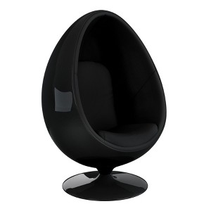 HomeRoots 35" Black Fiberglass And Wool Swivel Egg Chair - 1 of 4