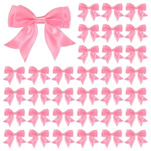 Unique Bargains Polyester Durable Craft Decorative Gift Double-Deck Pre-Tied Bows 3.6x2.2 Inch 50 Pcs - 1 of 4