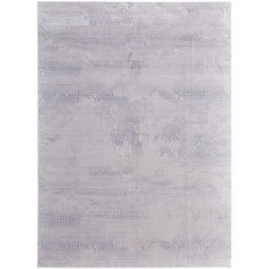 Gray and Ivory Abstract Power Loom Worn Faded Area Rug - 1 of 3