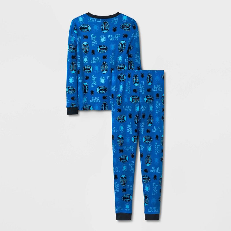 Boys&#39; Blue Beetle Uniform Snug Fit 4pc Pajama Set - Blue/Black, 2 of 4