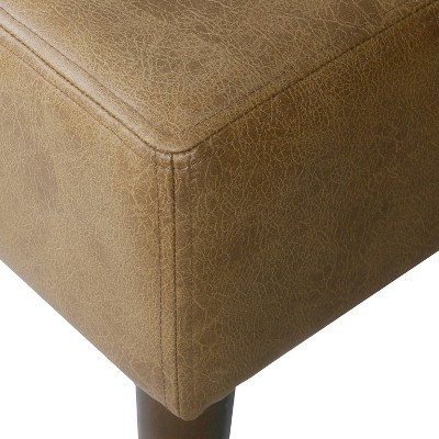 Modern Tufted Light Brown Faux Leather Cocktail Ottoman - 48in
