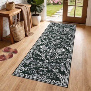 2'x6' Black Area Rugs for Living Room Bedroom, Gothic Style Rug