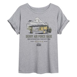 Women's IT: Welcome to Derry Welcome To Derry Air Force Oversized Graphic T-Shirt - Heather Grey - Small - 1 of 4