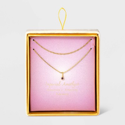 14K Gold Dipped Genuine Stone Pendant Necklace - A New Day™