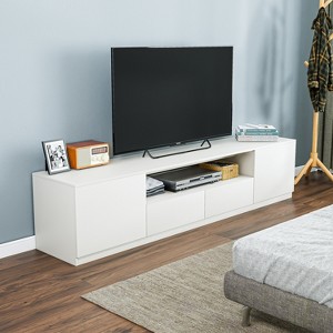 ATJafurn 78.7'' White Modern TV Stand for TVs up to 75'', Wood Media Console with 2 Storage Drawers - 1 of 4