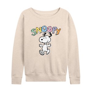 Women's - Peanuts - Snoopy Sketchy Lightweight French Terry Wide Neck Long Sleeve Shirt - 1 of 4