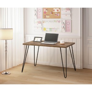 NicBex Rustic Writing Desk Minimalist Home Office Desks with Metal Accents for Office, Study - 1 of 4