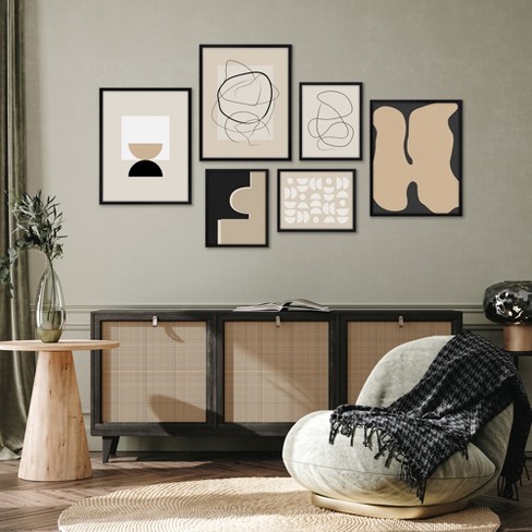 Modern Art - 6 Set Republic Target : Piece By Framed Century Print Americanflat The Abstract Neutral Mid Wall