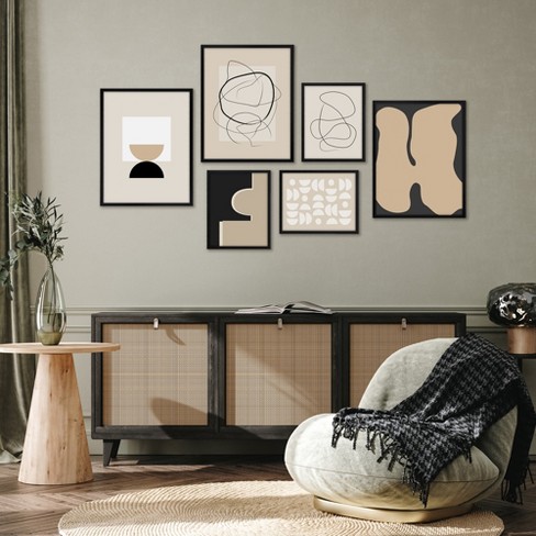 Modern Republic Set - 6 Art Framed By Americanflat Print : Target Abstract Century Wall Neutral The Piece Mid