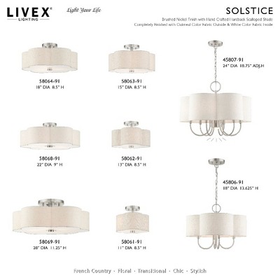 Solstice Brushed Nickel 6-Light LED Semi-Flush Drum Light
