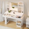 Modern 3 Drawers Vanity Desk with Light and Mirror, Large Dressing Table with Vanity Stool, Power Outlet & Light Strip for Bedroom, White - 2 of 4