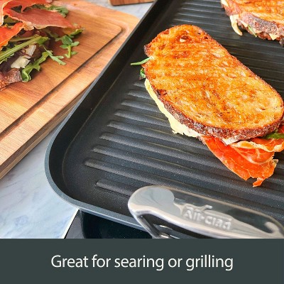 All-Clad HA1 Hard Anodized Nonstick Double-Burner Grill Pan, Black, 13 x 20 inch