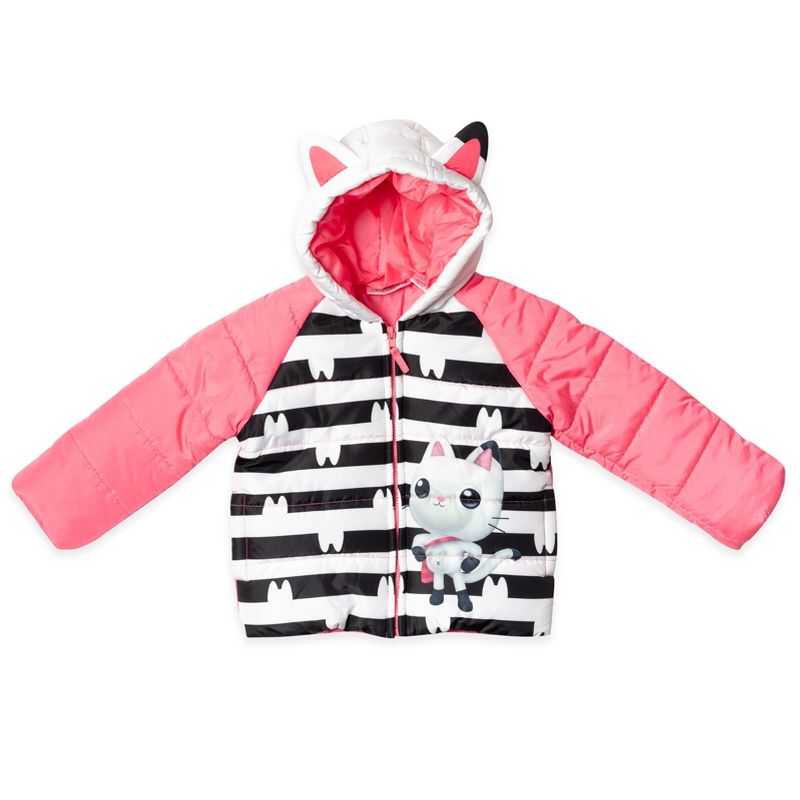 Dreamworks Gabby's Dollhouse Pandy Paws Girls Zip Up Puffer Jacket Little Kid to Big Kid, 3 of 7