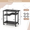 Costway Rolling Grill Cart 3-Shelf BBQ Table Pizza Oven Stand with Trash Bag Holder & Hooks - 3 of 4