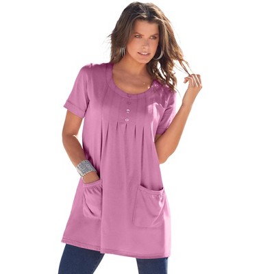 Jessica London Women's Plus Size Flutter Sleeve Tunic, 2x - Purple