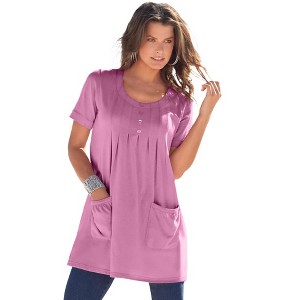 Roaman's Plus Size Two Pocket Soft Knit Tunic Top - 1 of 4