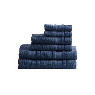 6pc Roman Super Soft Cotton Bath Towel Set Blue: Madison Park ...