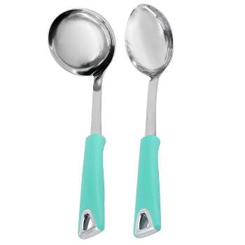 Martha Stewart Everyday Drexler 2 Piece Ladle and Serving Spoon Kitchen Tool Set in Turquoise